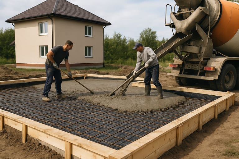 Как залить плиту на ленточный фундамент?