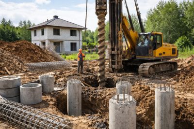 Как происходит бурение свай под фундамент?