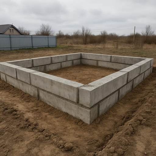 Фундамент ФБС для гаража 6×8